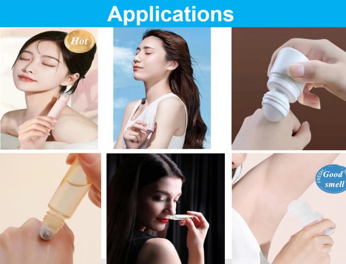 PE 30ml 50ml 60ml 100ml plastic roll on empty cylindrical round roller bottle deodorant container with plastic roll on ball