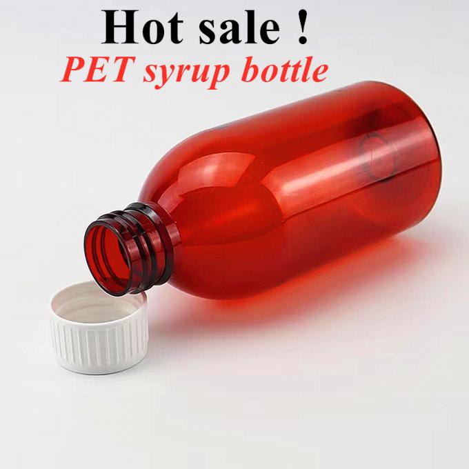 Hot Sale 100ml 120ml 150ml 200ml Round Empty Plastic Pet Medicine Amber Cought Syrup Bottle