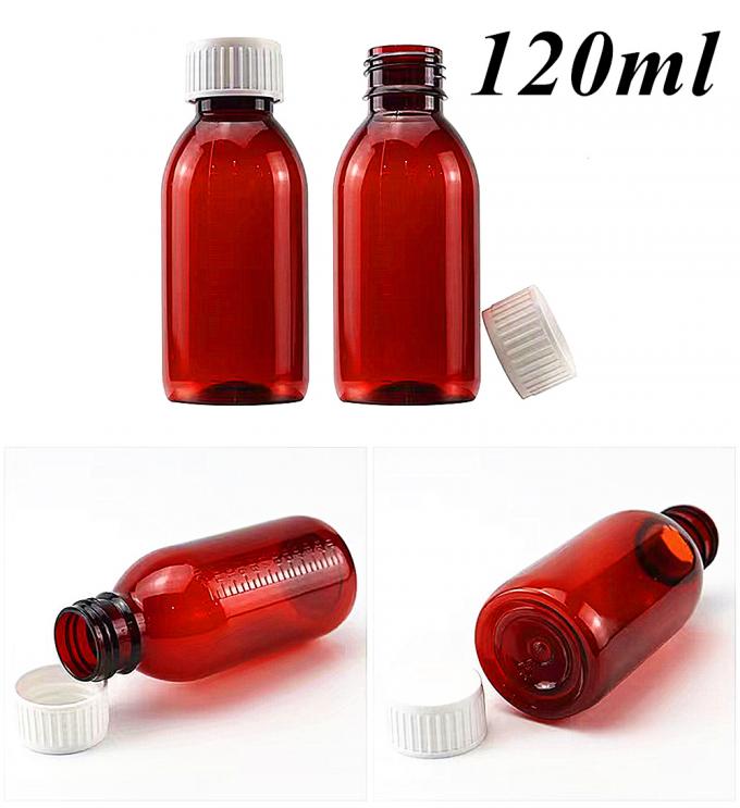 100ml 120ml 150ml Amber Cough Syrup Liquid Round Bottles Pet Medicine Plastic Syrup Bottle with CRC Screw Cap