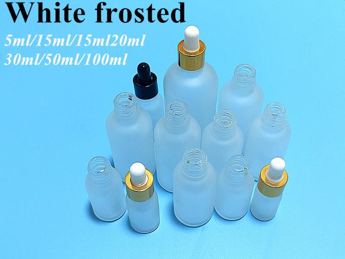 Wholesale Cheap 5ml 10ml 20ml 30ml 1oz 2oz 50ml White Frosted Essential Oil Bottle Dropper Glass Bottle