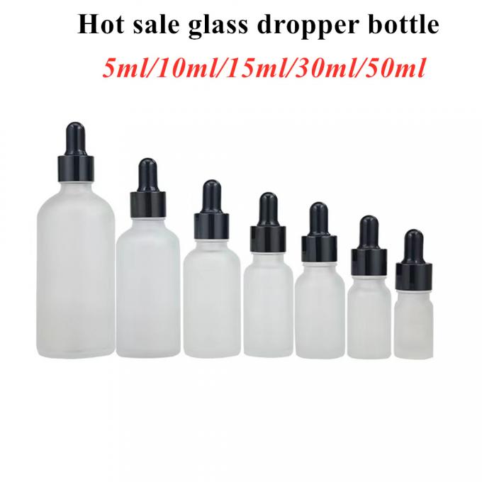 Wholesale Cheap 20ml 30ml 50ml Cosmetic Package Face Serum Essential Oil White Frosted Glass Dropper Bottle