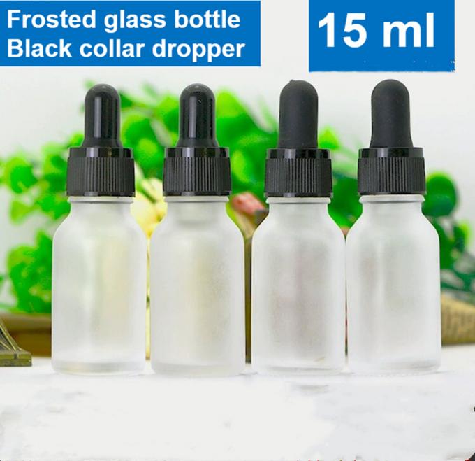 Hot Sale Luxury 1oz 2oz 10ml 15ml 20ml 30ml 50ml Empty Essential Oil Eye White Frosted Glass Dropper Bottle with Pipette Black Screw Lid