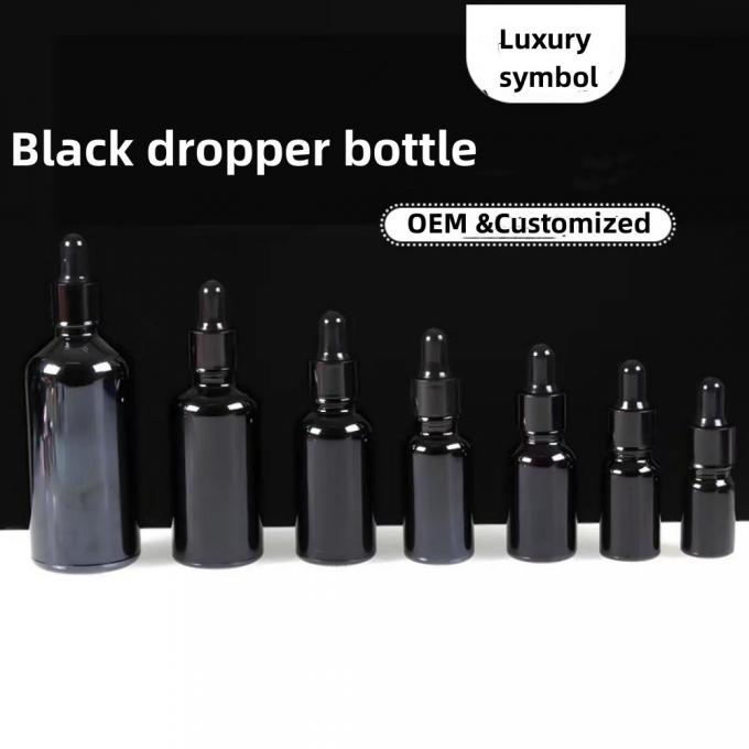 Shiny Black Glass Dropper Bottles 30ml 10ml 15ml 20ml 50ml Empty Glass Dropper Essential Oil Bottle
