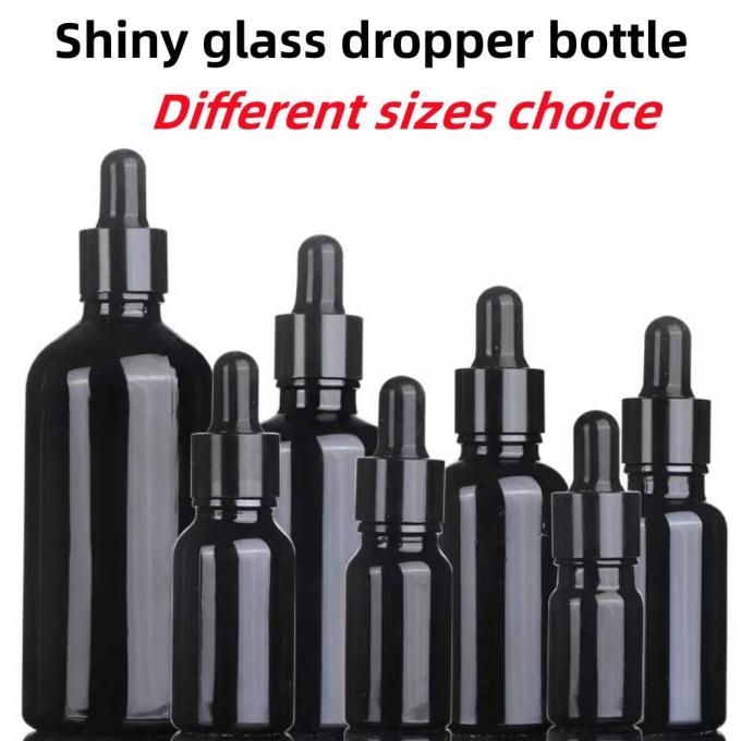 Shiny Black Glass Dropper Bottles 30ml 10ml 15ml 20ml 50ml Empty Glass Dropper Essential Oil Bottle