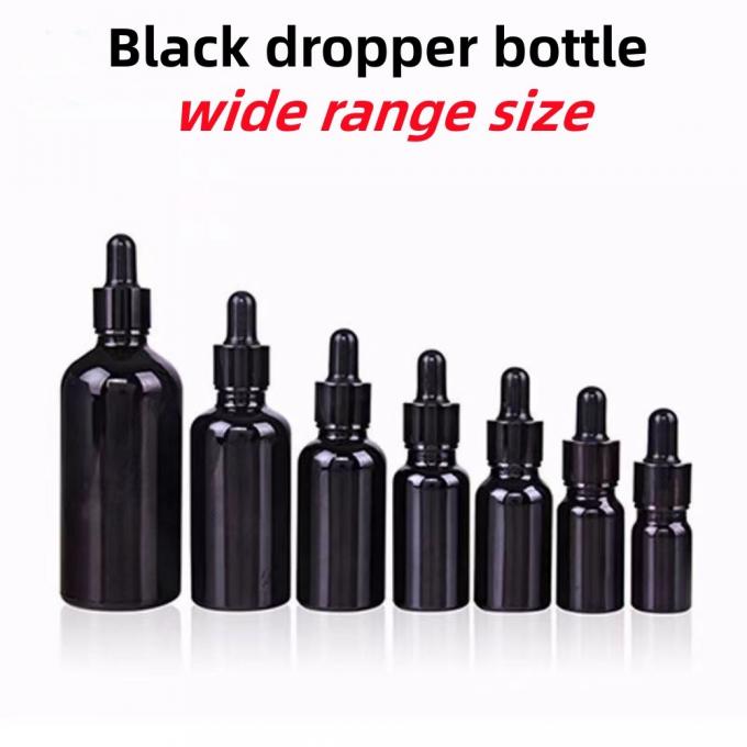 Wholesale Cheap 10ml 20ml 30ml 50ml Black Glass Dropper Bottle Bottle Essential Oil Glass Bottle Childproof Screw Cap Cosmetic Package