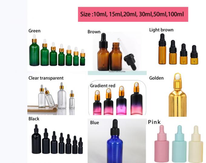 Hot Stamping 1oz 10ml 20ml 30ml 50ml Black Shiny Black Glass Dropper Bottle for Essential Oil