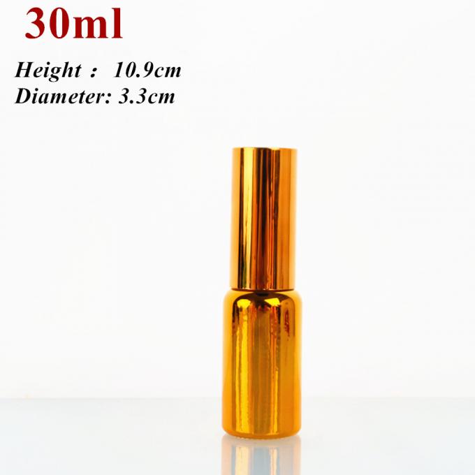 20ml 30ml 50ml Cosmetic Packaging Slant Shoulder with Electroplating Gold Glass Spray Bottle with Spray Pump Dropper
