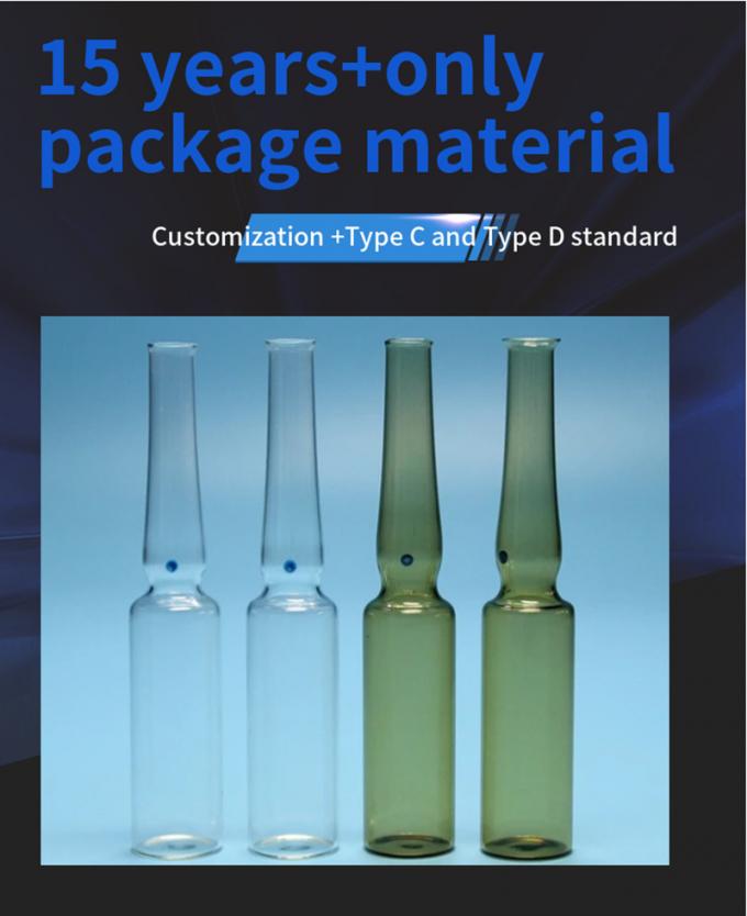 Hot Sale 5ml 10ml 20ml Transparent Amber Tubular Glass Ampoule with Color Ring Break Medical Neutral Borosilicate Glass Ampoule