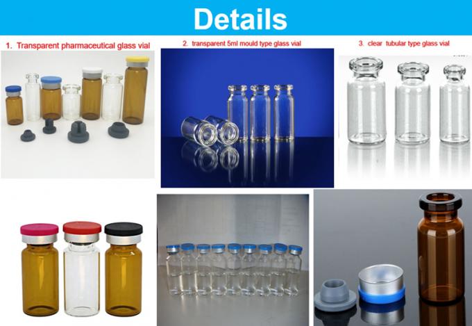 ISO Standard 5ml 7ml 10ml Clear Medical Injectable Small Glass Bottle Glass Vial with Rubber Stopper