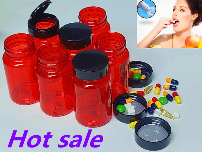 OEM Custom 100ml 150ml Pet Red Plastic Capsule Packaging Vitamin Pill Bottles with Lidscrew Cap Empty Pill Bottles Tablet Bottle