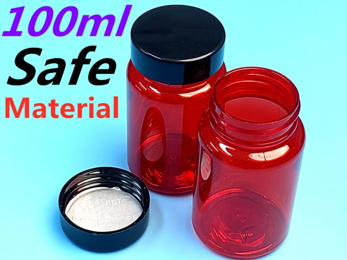 OEM Custom 100ml 150ml Pet Red Plastic Capsule Packaging Vitamin Pill Bottles with Lidscrew Cap Empty Pill Bottles Tablet Bottle