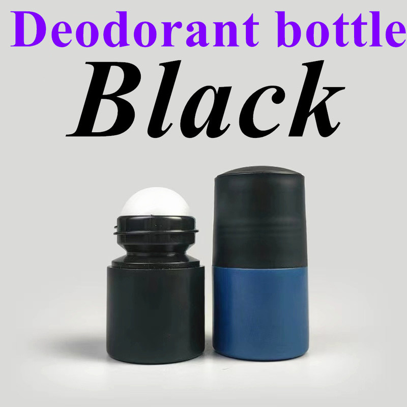50ml Hắc Không HDPE nhựa cuộn bóng nhựa cuộn trên chất khử mùi Antiperspirant chai với nắp màu đen