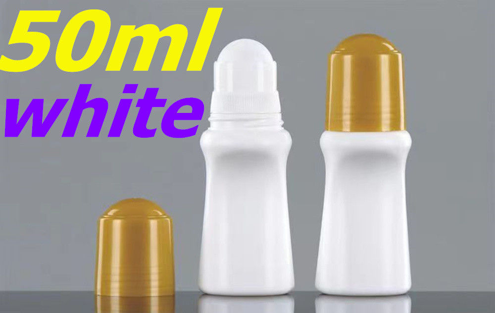 50ml rỗng tinh dầu mỹ phẩm nhựa HDPE chuối cuộn chất khử mùi màu trắng cuộn trên chai