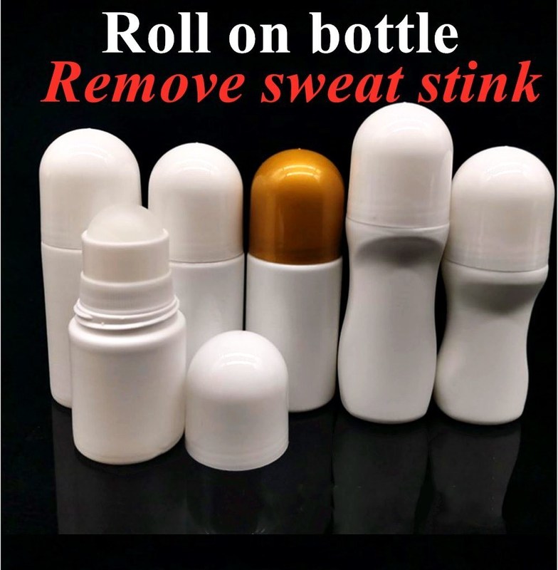 30ml 50ml 60ml Nhựa PE trắng chai khử mùi rỗng Cuộn có thể lấp đầy lại trên chai nước hoa Vàng cuộn trên chai