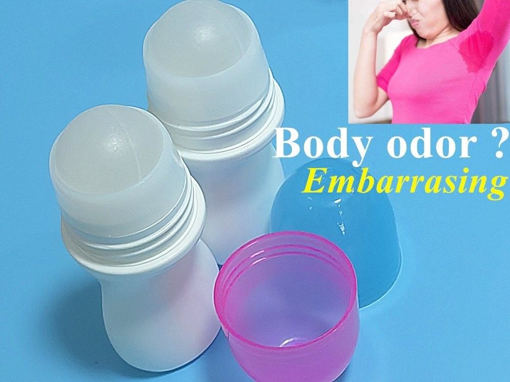 HDPE 30ml 50ml 60ml 100ml Nhựa cuộn trên trắng hình trụ vòng cuộn chai khử mùi thùng với cuộn trên quả bóng