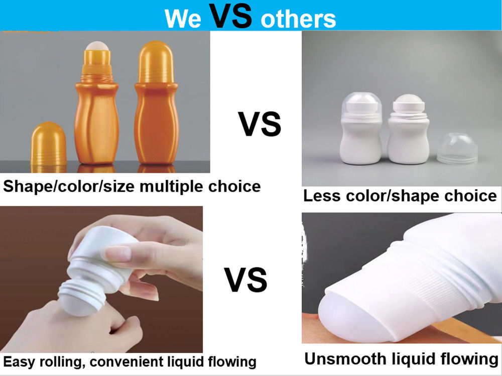 30ml 50ml kem chống nắng HDPE chăm sóc cơ thể dầu thiết yếu rỗng chai khử mùi nhựa với quả bóng cuộn để body odor