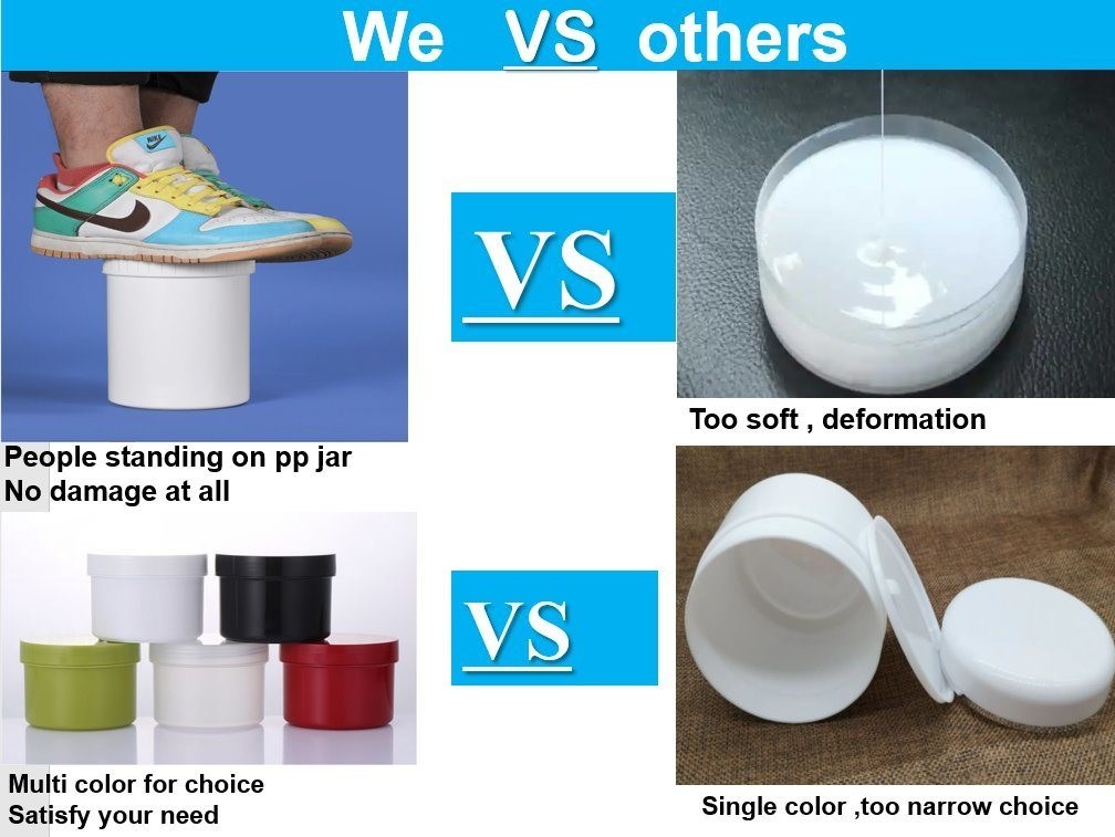 SGS 100ml 250ml 500ml 1000ml PP Cosmetic Jar Cosmetic Sample Container bình mỡ với nắp vít