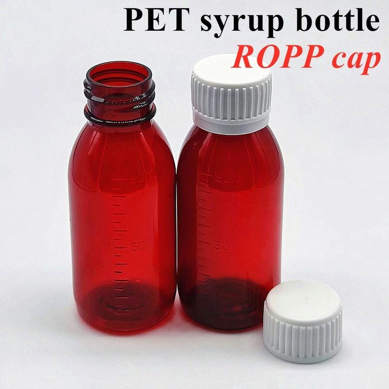 100ml 120ml chai thuốc ho uống chất lỏng chai nhựa PET rỗng tròn syrup Amber chai nhựa