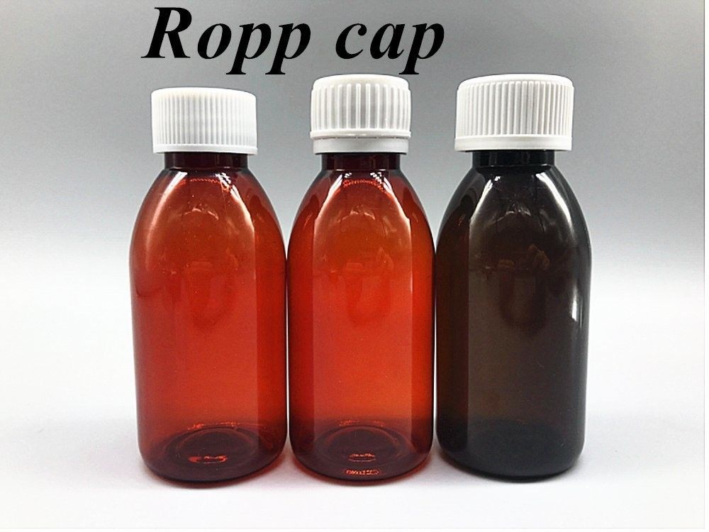 100ml 120ml chai thuốc ho uống chất lỏng chai nhựa PET rỗng tròn syrup Amber chai nhựa