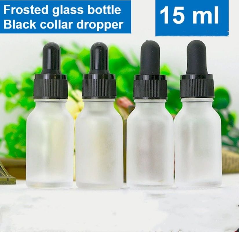 Matte Matte White 20ml 30ml Glass Dropper Bottle Glass Serum chai dầu thiết yếu với nắp nhỏ màu đen