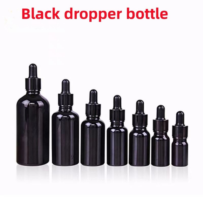 Đồ bán buôn Giá rẻ 5ml 10ml 15ml 20ml 30ml 50ml Hỗn màu đen thủy tinh tinh dầu thiết yếu với thùng nhỏ giọt