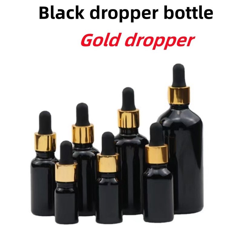 Đồ bán buôn Giá rẻ 5ml 10ml 15ml 20ml 30ml 50ml Hỗn màu đen thủy tinh tinh dầu thiết yếu với thùng nhỏ giọt
