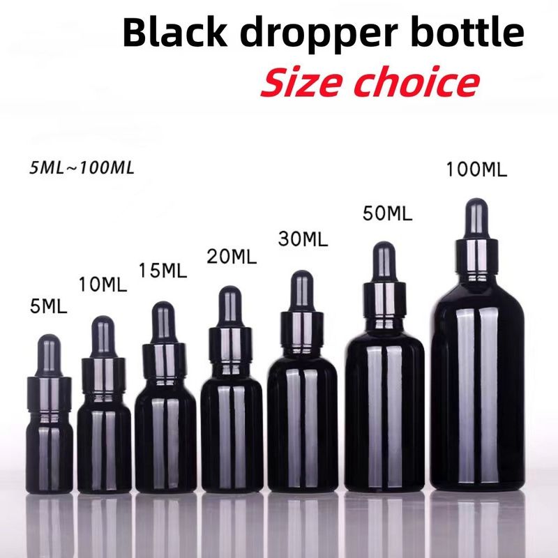 10ml 20ml 30ml 50ml Black Glass Dropper chai chai dầu thiết yếu chai thủy tinh chai thủy tinh với chống trẻ em Dropper