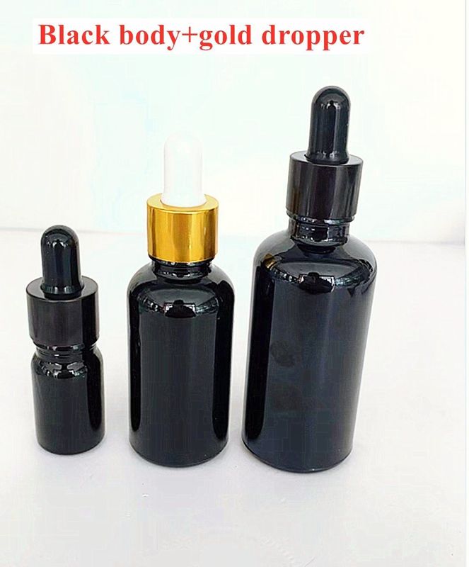 10ml 20ml 30ml 50ml chai dầu thiết yếu tròn rỗng Đèn đen bóng rực chai nhỏ giọt với Glass Piegette hiệu chỉnh
