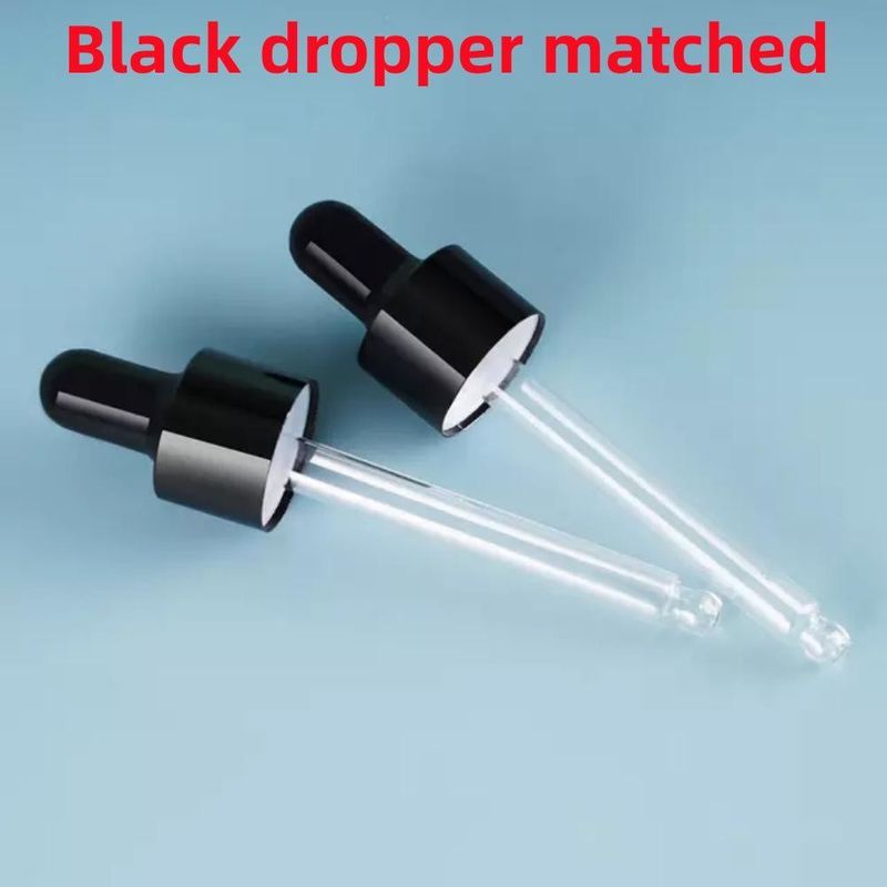 10ml 20ml 30ml 50ml chai dầu thiết yếu tròn rỗng Đèn đen bóng rực chai nhỏ giọt với Glass Piegette hiệu chỉnh