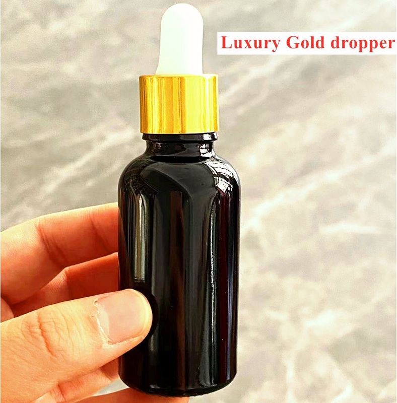 10ml 20ml 30ml 50ml chai dầu thiết yếu tròn rỗng Đèn đen bóng rực chai nhỏ giọt với Glass Piegette hiệu chỉnh