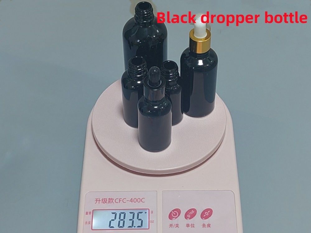 Đen 10, Ml 15ml 20ml 30ml 50ml trống, tròn, đen sáng kính chai nhỏ giọt dầu thiết yếu với vòng vàng nhựa