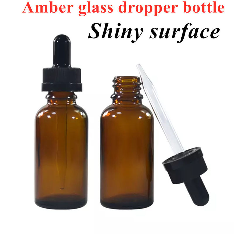 30ml 50ml Rỗng Vòng Amber Du lịch Xơm chăm sóc da di động Dầu thiết yếu chai nhỏ giọt thủy tinh với nhỏ giọt chống trẻ em