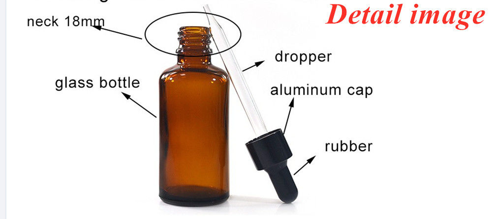 30ml 50ml Rỗng Vòng Amber Du lịch Xơm chăm sóc da di động Dầu thiết yếu chai nhỏ giọt thủy tinh với nhỏ giọt chống trẻ em