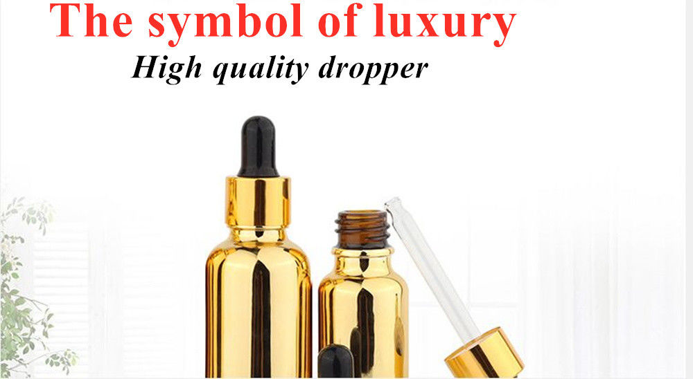 20ml 30ml 50ml Rỗng tái sử dụng điện mạ vàng Khóa chất bao bì huyết thanh Chăm sóc da tinh dầu thủy tinh nhỏ giọt