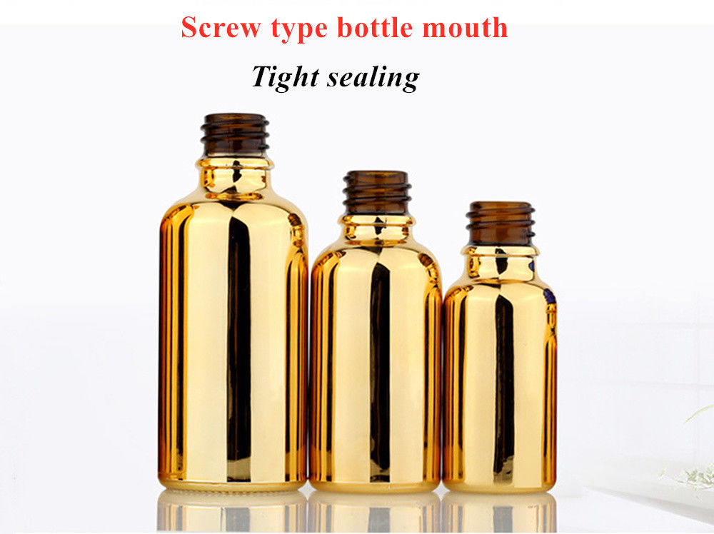20ml 30ml 50ml Rỗng tái sử dụng điện mạ vàng Khóa chất bao bì huyết thanh Chăm sóc da tinh dầu thủy tinh nhỏ giọt
