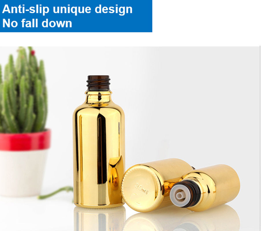 20ml 30ml 50ml Rỗng tái sử dụng điện mạ vàng Khóa chất bao bì huyết thanh Chăm sóc da tinh dầu thủy tinh nhỏ giọt