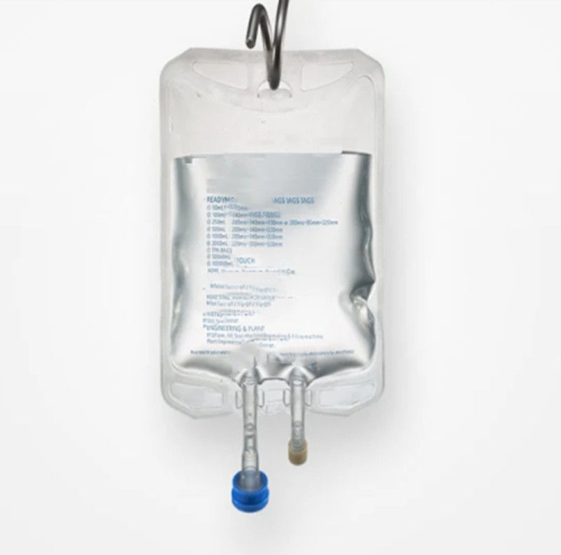 100ml 250ml 500ml Cổng đơn Cổng đôi PVC y tế Túi tiêm truyền IV rỗng có nút chặn Túi chất lỏng PVC iv