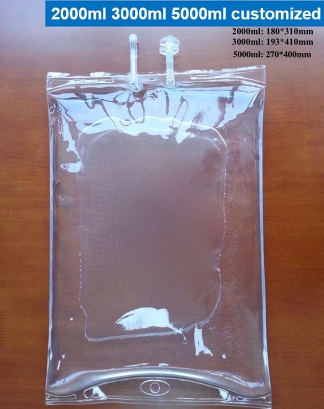 500ml túi IV dung dịch y tế túi tiêm ống kép không DEHP túi IV rỗng cổng duy nhất với bướm xoắn