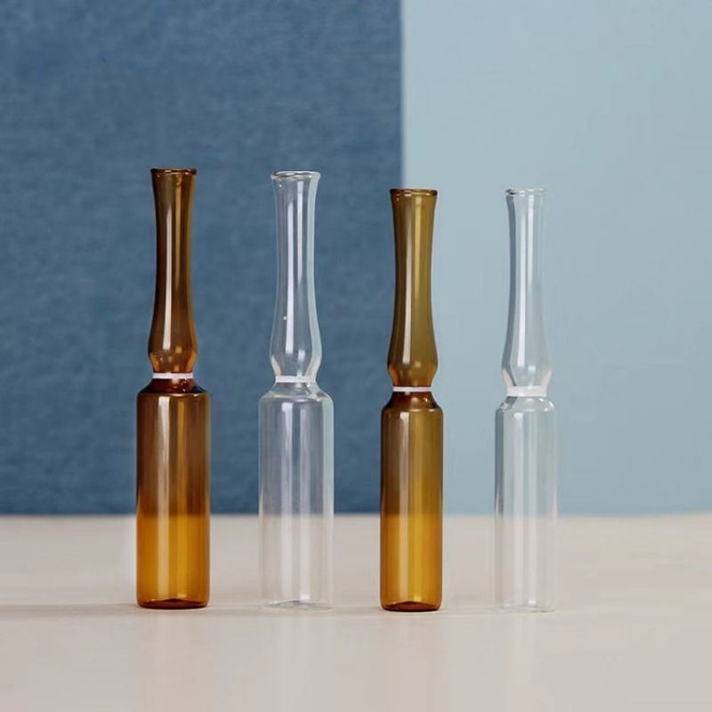 1ml 2ml 5ml Breaking Ring Transparent Amber Glass Ampoule USP I Dược phẩm Bao bì Ampoule thủy tinh với tiêu chuẩn ISO