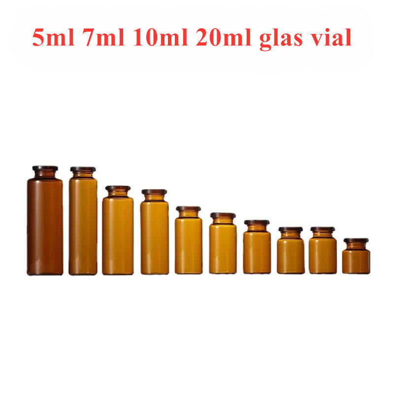 Dược phẩm 5ml 10ml Rỗng Amber Mạch tiêm ống thủy tinh y tế chai Vial chai với nút cao su Butyl