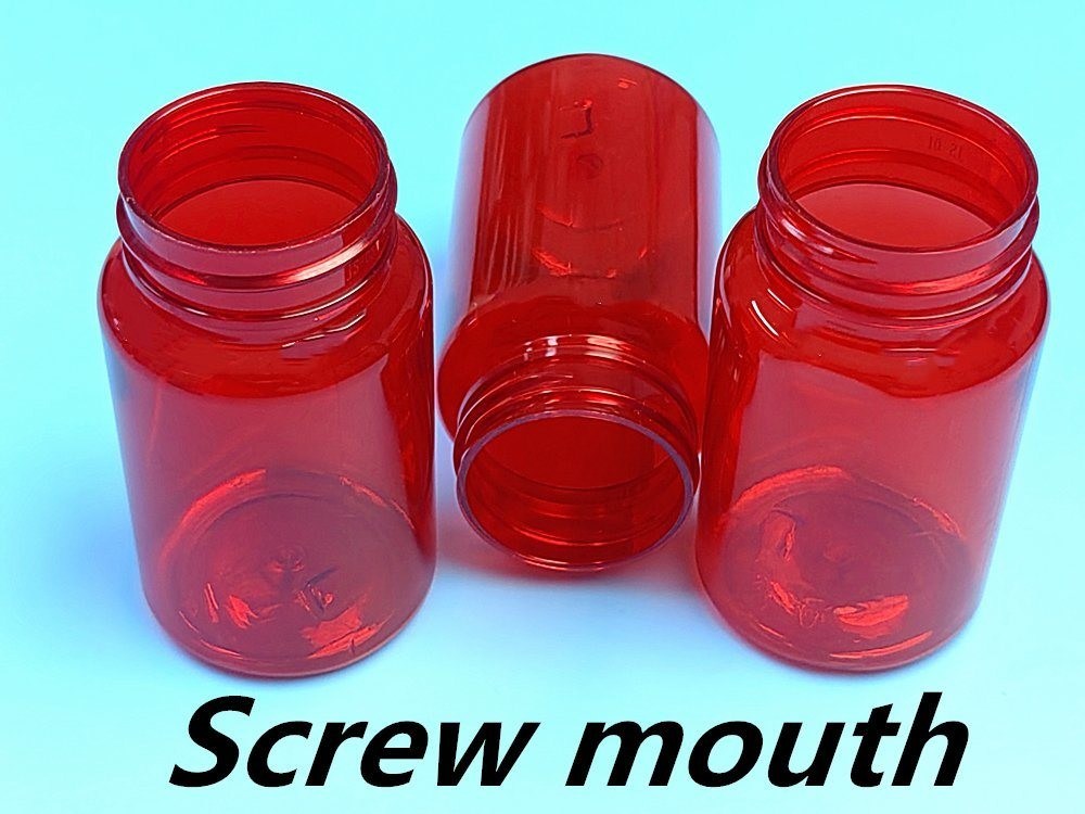 Y tế Thuốc thuốc chai 100ml PET Capsule nhựa màu đỏ Bao bì Thuốc vitamin Bottle with Screw Cap