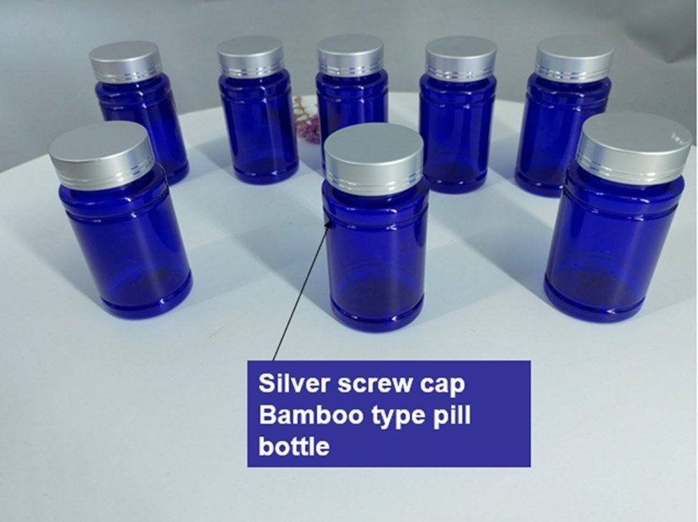 Dược phẩm 100ml 120ml 175ml Blue PET Plastic Pill Capsule Bottle Chăm sóc sức khỏe thuốc viên Bottle with Screw Cap