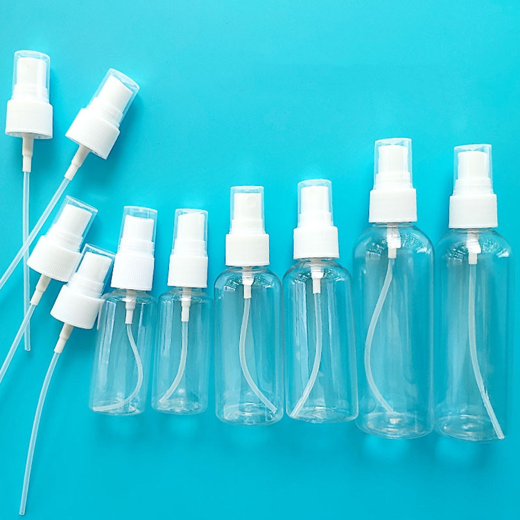 Kích thước du lịch di động Nhựa rỗng rượu PET Spray chai Dầu khử trùng tay Máy bơm bơm trắng