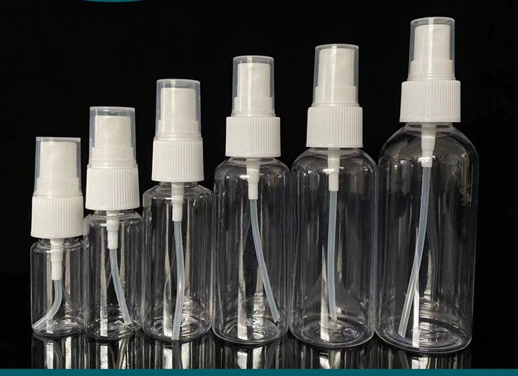 50ml 60ml 100ml PET rõ ràng tròn tùy chỉnh sanitizer tay có thể tái điền tròn tái điền mỹ phẩm PET chai xịt nhựa