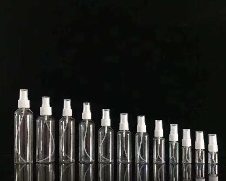 50ml 60ml 100ml PET rõ ràng tròn tùy chỉnh sanitizer tay có thể tái điền tròn tái điền mỹ phẩm PET chai xịt nhựa