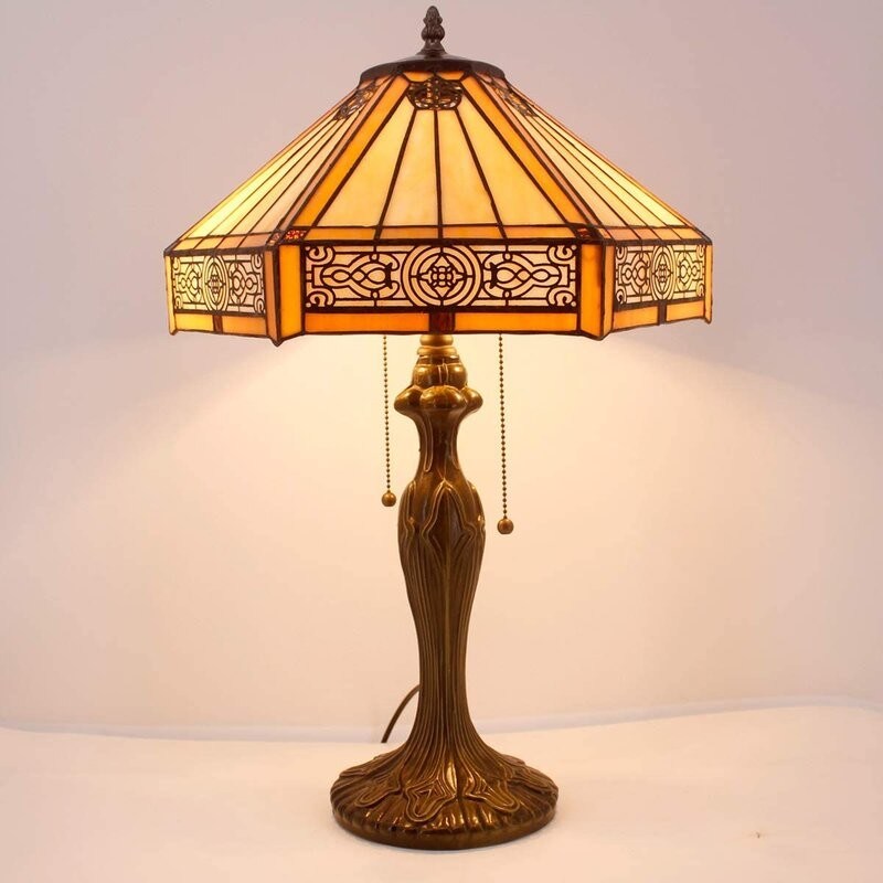 30cm Studio Hexagon Retro phòng ngủ ấm áp Nhà Đèn trang trí thủ công Nghệ thuật màu kính Thổ Nhĩ Kỳ Đèn bàn sang trọng