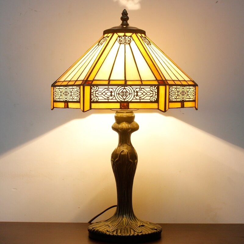 30cm Studio Hexagon Retro phòng ngủ ấm áp Nhà Đèn trang trí thủ công Nghệ thuật màu kính Thổ Nhĩ Kỳ Đèn bàn sang trọng