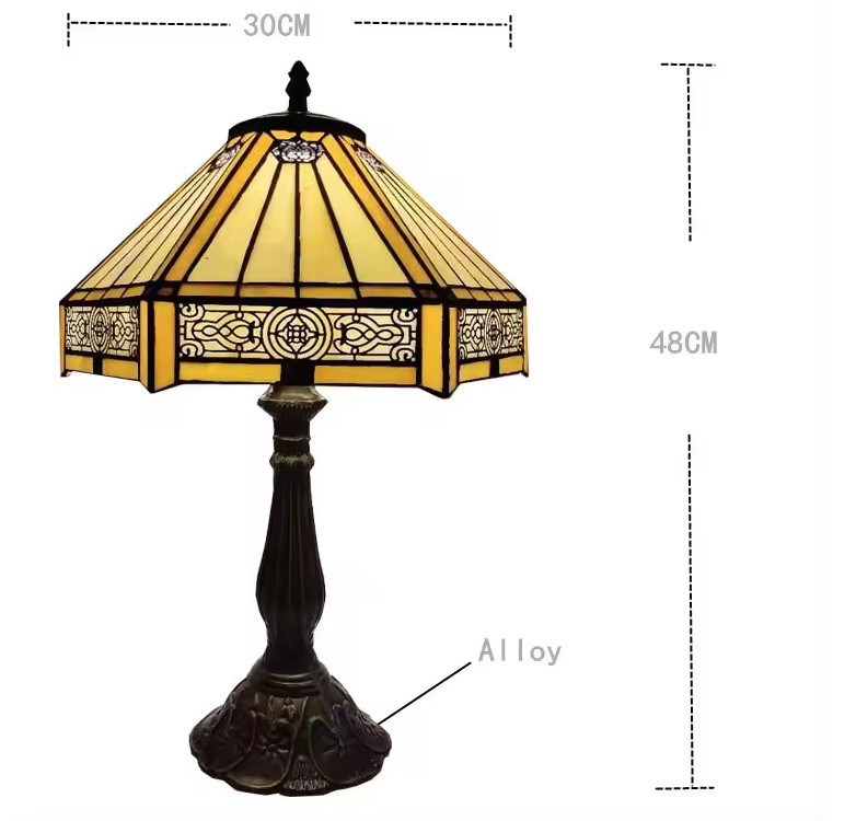 30cm Studio Hexagon Retro phòng ngủ ấm áp Nhà Đèn trang trí thủ công Nghệ thuật màu kính Thổ Nhĩ Kỳ Đèn bàn sang trọng