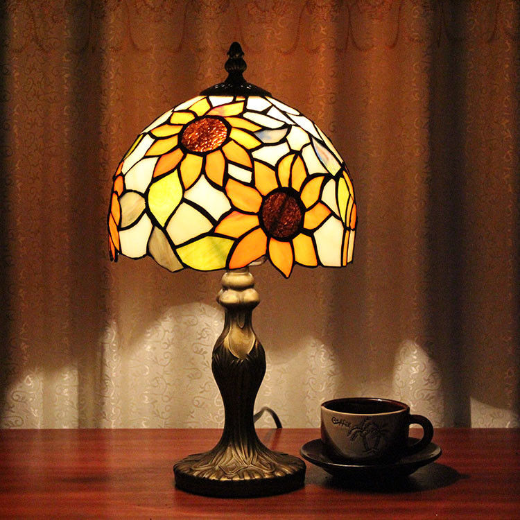 SunFlower trang trí lãng mạn phòng đọc thủ công làm việc văn phòng nhà Đèn bàn Thổ Nhĩ Kỳ Đèn Mosaic Đèn kính Đèn bàn