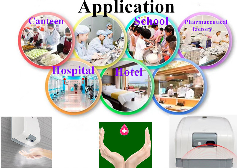 Phòng sạch Bệnh viện Bức tường Lắp đặt Máy khử trùng rượu Máy rửa tay Máy khử trùng tay tự động Máy xịt rượu Máy khử trùng tay